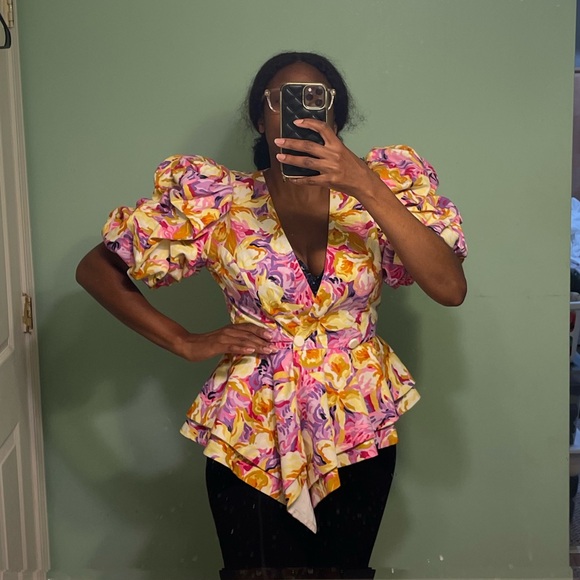 Saks Fifth Avenue Vintage Ruffle Wrap Top (8) - Picture 10 of 10